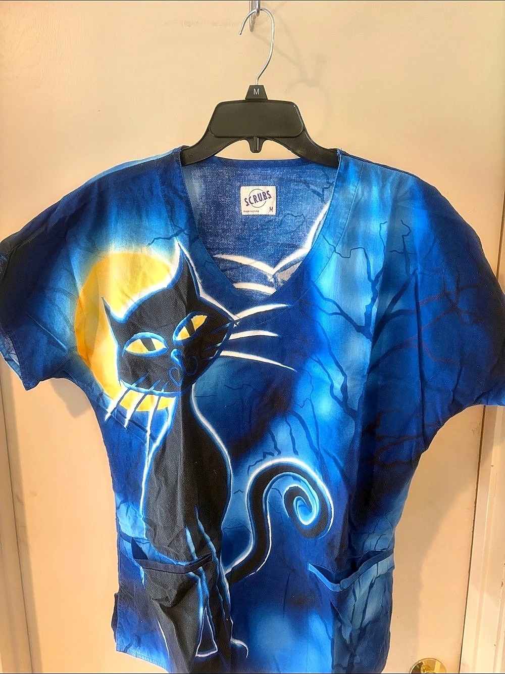 S.CRUBS Cat Graphic Short Sleeve Tee in Blue Size Medium Like New